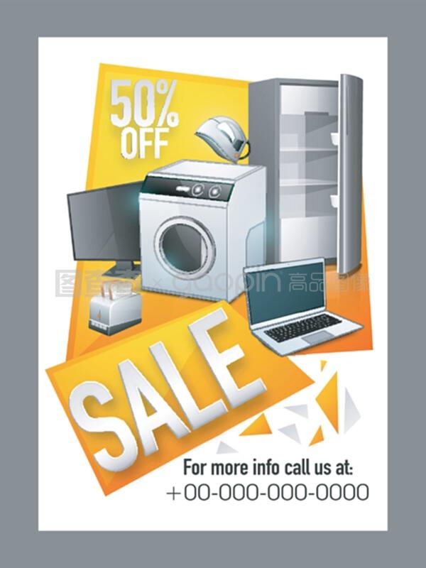 銷售海報、旗幟或電子物品的傳單。